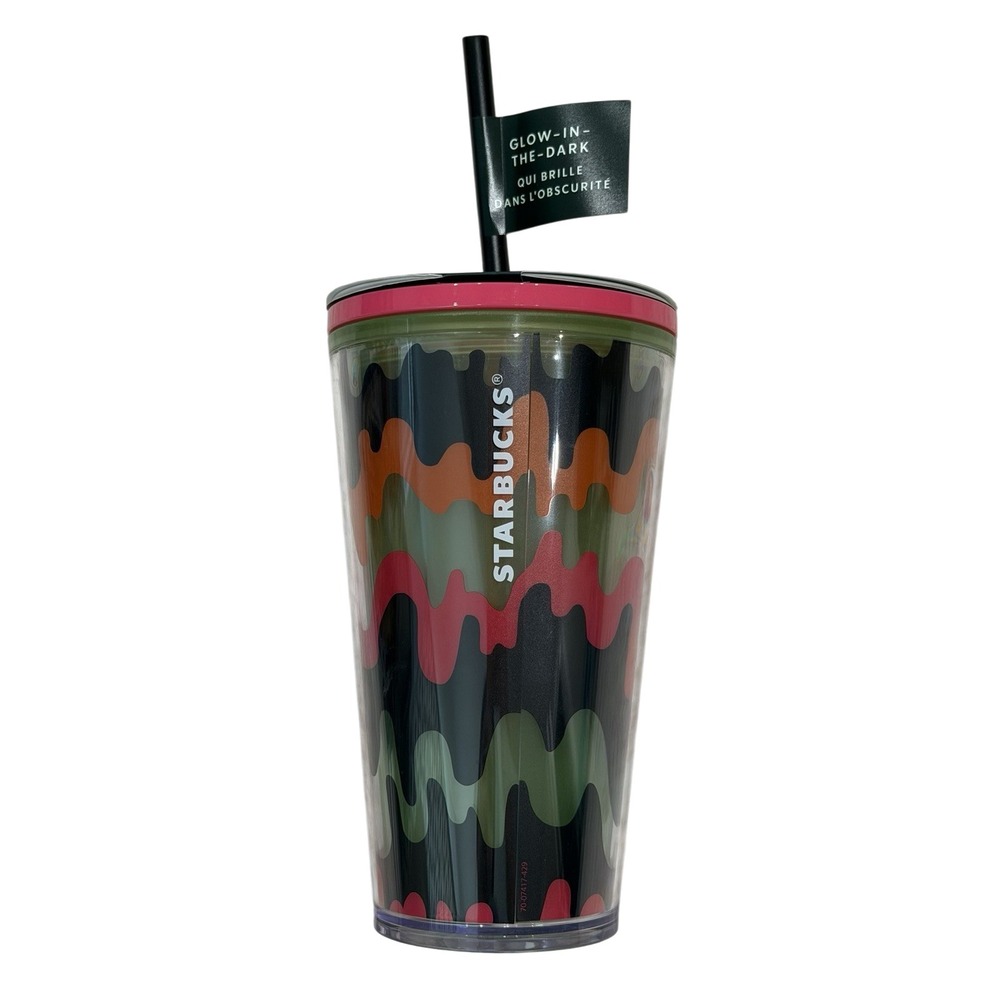 New Starbucks Fall Halloweenโ Swirl Grande Tumbler W/ Glow In The Dark Stickers